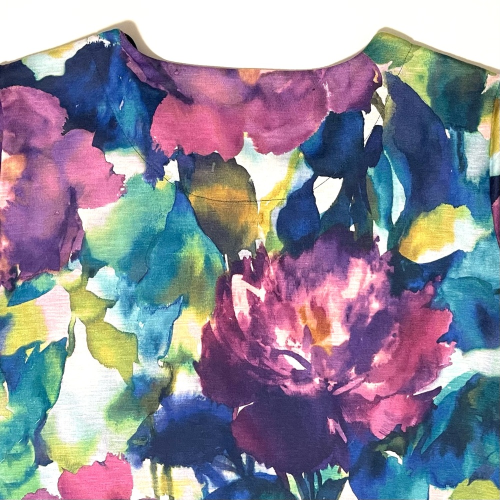 Alfred Dunner Floral Top - 3/4 Sleeves & Embellished Scoop Neck - Size Large - Picture 5 of 7